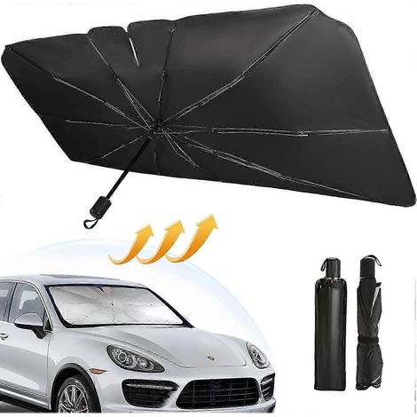 Pare-soleil pare-soleil avant de voiture 125 x 65 cm, parapluie pliable à rotation 360° amélioré, protection UV et isolation thermique. (1/5)