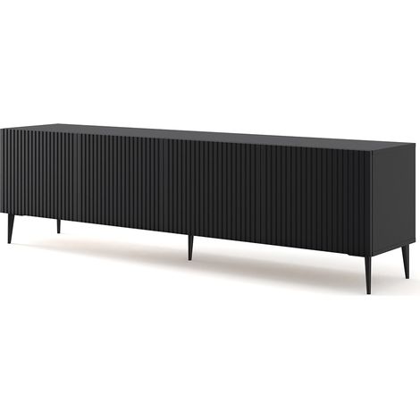 MOBILE RAVENNA B PORTA TV IN MDF RIVESTITO 4D 200 NERO OPACO GAMBE NERE (1/3)
