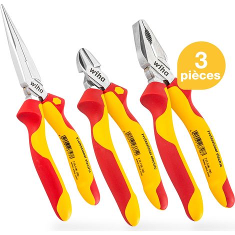Wiha Jeu de pince isolée Professionnelle Pince universelle, pince demi-ronde, pince coupante diagonale 3 pcs (26852) (1/5)