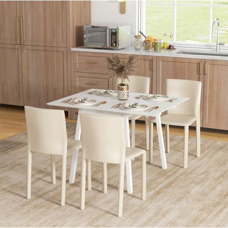 MEUBLIV Table à manger pliante 110 x 86 x 75 cm blanche – gain de place 2 à 4 personnes (1/5)