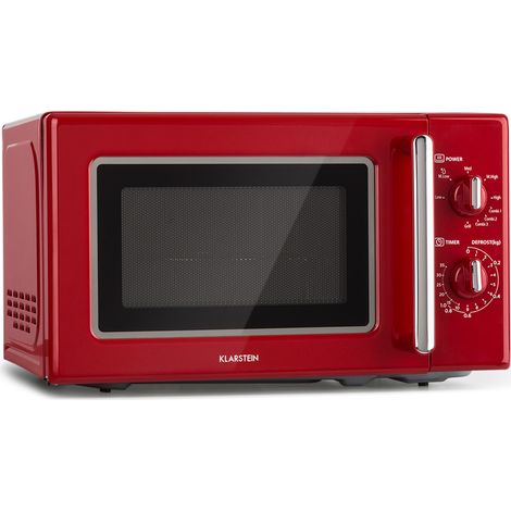 Klarstein Caroline Microondas con grill  20 litros  Microondas de 700 W/Grill de 1000 W  Plato giratorio de 25,5 cm de Ø  QuickSelect  Diseño retro (1/5)
