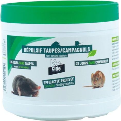 Répulsif taupe campagnol bio 200g – Granulés biodégradables – Efficacité 85 jours – Solution respectueuse de l'environnement –