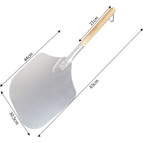 65 cm lange Pizzaschaufel aus Aluminium – Stabiler Holzgriff – Abgeschrägte Kanten für einfache Handhabung – Zubehör für Pizzaöfen – Abyss (1/5)