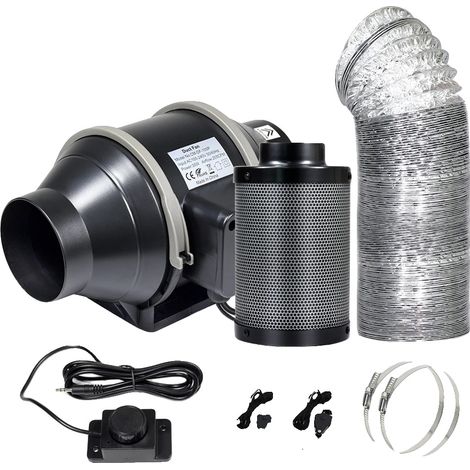 Système de filtration de l'air, filtre à charbon actif, haute efficacité de circulation de l'air, Kit de filtration d'air 4" (1/2)