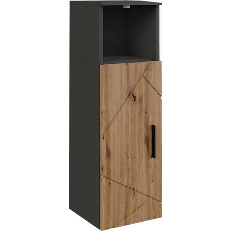 Mueble Midi Irma, Antracita/Roble dorado, 30 x 93 cm con 1 puerta, Vicco