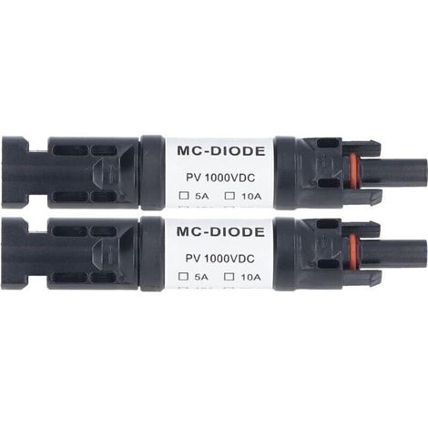 MC‑D Lot de 2 Pièces de Connecteur PV Solaire 1000 V Diode Anti-retour Intégrée IP68 étanche pour Connexion Panneau Solaire(20A), (1/4)