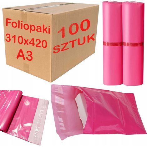 Pink Courier Poly Mailers A3 310x420mm - 100 Stück.