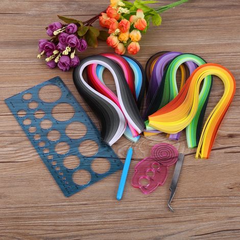 1-teiliges Quilling-Papierrollset, Schlitzwerkzeug, Papierstreifen, Pinzette, Lineal, Dekoration für Zuhause und Büro (1/5)