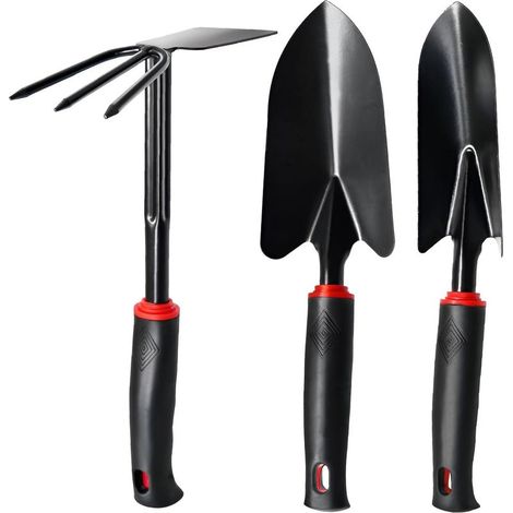 3 Piece Garden Tools with Non Slip Handle Professional Stainless Steel Planting Excavation Zoning Tool Kit (Shovel Transplanting Double Hoe Transplant) (1/5)