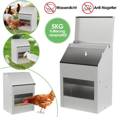 Randaco 5 KG Futterautomat Hühner mit Handschuhen & Löffel Feeder für Geflügel Hängend Hühner Automatischer (1/5)