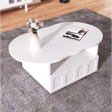 Tavolino da salotto 100x60x40,5 cm bianco con contenitori FloraGrace (1/5)
