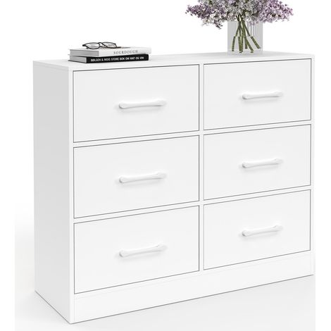 Cassettiera in tessuto a 6 cassetti UPPAH 80 cm in legno bianco