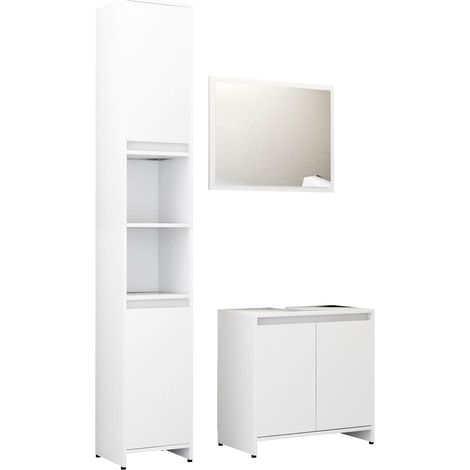 Maison Exclusive - Ensemble de meubles de bain 3 pcs Blanc Bois d'ingénierie (1/5)