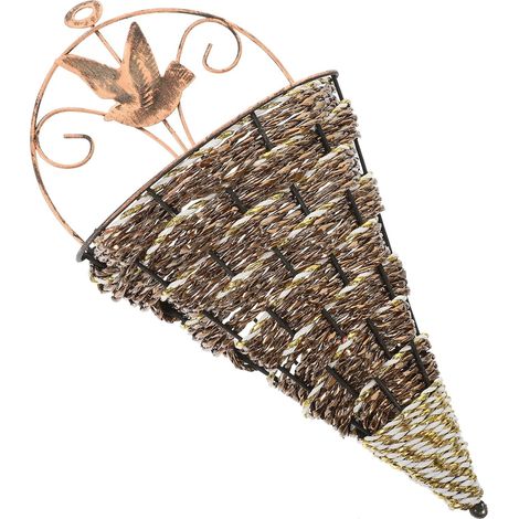 Jardinière murale d'extérieur Hemoton, empilable, pot de fleurs suspendu en tissu marron (1/5)