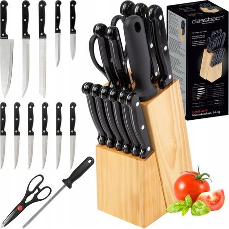 Set di coltelli da cucina, set completo di coltelli affilati, ceppo portacoltelli da 14 pollici (1/5)