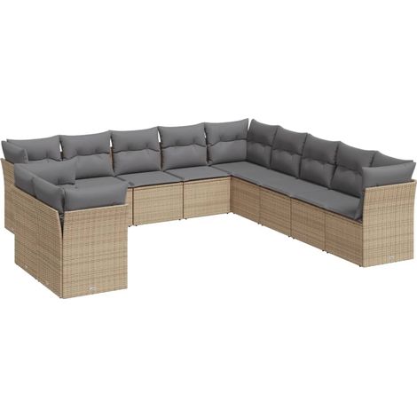 Maison Exclusive - Set de sofás de jardín 11pzas con cojines ratá (1/3)