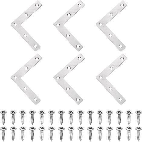 6Pcs Support En L Plat 3.15" x 3.15" Support D'angle Argent (1/5)