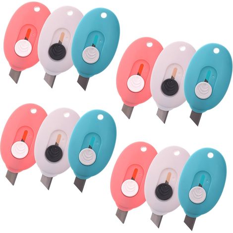 Lot de 12 Mini-couteaux rétractables, coupe-boîtes, ouvre-lettres, couleurs assorties, bureau, bricolage (1/5)