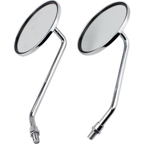 Espejo retrovisor: 1 par de espejos redondos cromados plateados de 10 mm para motocicleta. Espejo izquierdo y derecho.