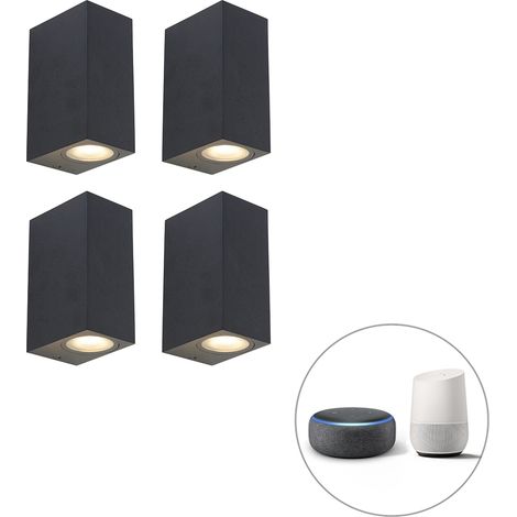 QAZQA baleno - LED Dimmable Applique murale variateur inclus - 2 lumière - L 6.5 cm - Noir - Moderne - éclairage extérieur (1/4)