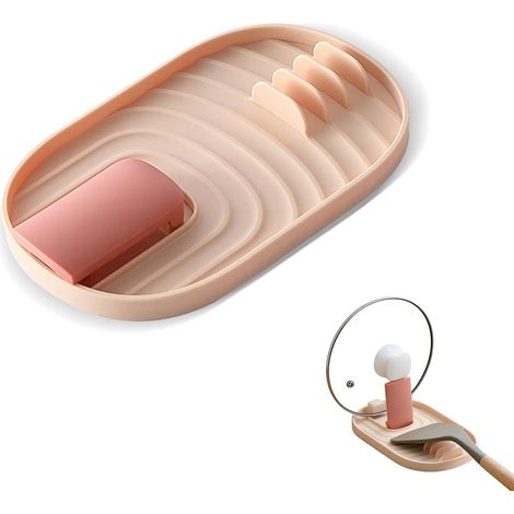 Löffelablage – 1 Stück – Lebensmittelechtes PP – Deckel und Besteckhalter – Für den täglichen Gebrauch – Rosa (1/5)