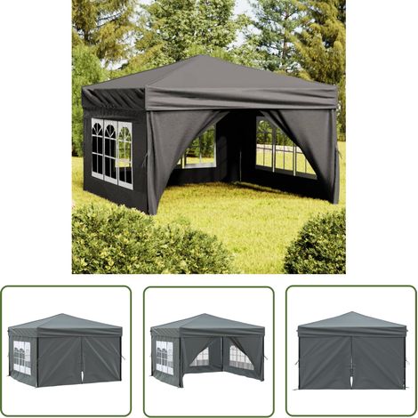 The Living Store Tente de réception pliable avec parois Anthracite 3x3 m - Tents De Jardin - Abri Jardin - Gazebo - Parasol - Chapiteau Pliable (1/5)