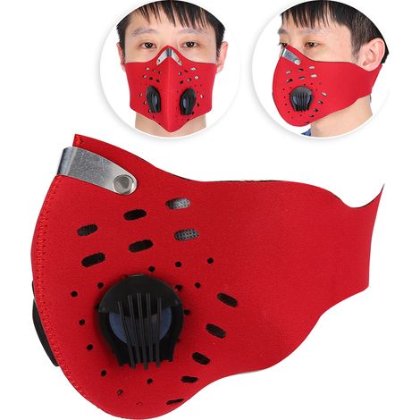 Masque anti-poussière cycliste réutilisable avec filtre à charbon actif - Rouge (1/5)