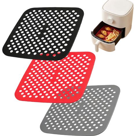 Air Fryer Silicone Mat 3 Pieces Reusable Perforated Air Fryer Baking Paper Replacement for Air Fryer Steam Air Fryer (1/5)