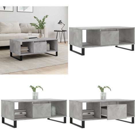 Table basse Gris béton 90x50x36,5 cm Bois d'ingénierie - Table Basse - Meuble Salon - Table D'appoint - Table Design - Table Gris - Home & Living (1/5)