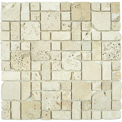Mosaico - ALBEDO PIERRE - Avorio Antico - 30,5 x 30,5 cm - Stile Romano - Resistente all'umidità