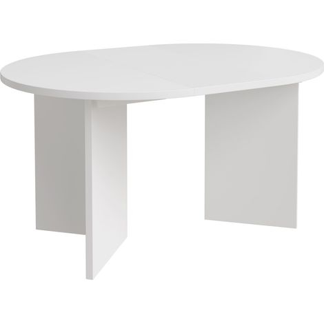 Table à Manger Ovale Extensible – Table Ronde avec Plateau Blanc, 110-190 cm – avec 2 Rallonges, Design Moderne et Fonctionnel (1/5)