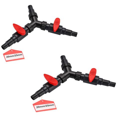 Lot de 2 répartiteurs à 3 voies 20/25 mm (3/4 1") Adaptateur de répartiteur en Y réglable en ABS Connecteur de tuyau de répartiteur en Y pour pompe de bassin, tuyaux d'arrosage et voies navigables (1/5)