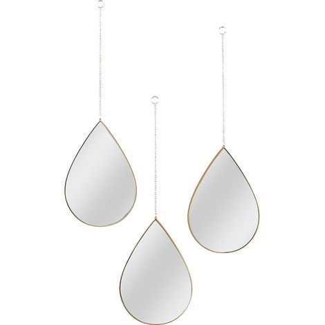 Lot de 3 Miroirs Suspendus Dorés Forme Goutte (1/3)