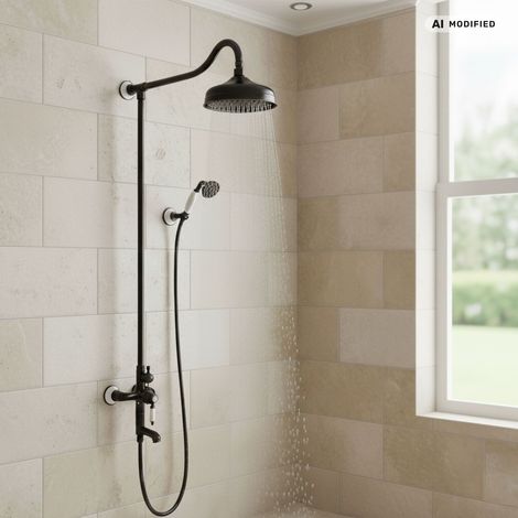 Système de douche PaulGurkes Noir Nostalgique Retro avec Douche Pluie (1/5)