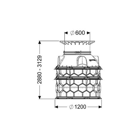 - Module d'arbre LW 1000, accès à la plaque de base LW 600, 2880-3129 mm, classe A/B