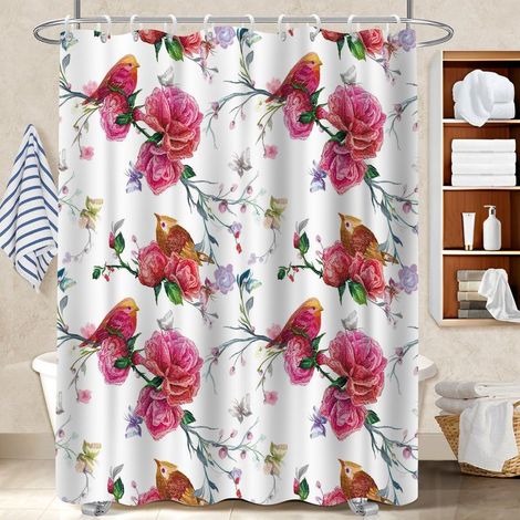 Ensemble rideau de douche polyester avec anneaux 180x180 poids aux ourlets bâche polyester douche pour salle de bain moderne (1/5)