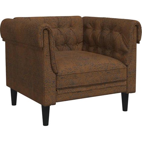 Fauteuil de Salon,Chaise,Fauteuil Chesterfield marron tissu CFW305590 (1/5)