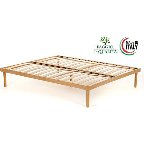 Rete Matrimoniale completamente in legno di faggio prima scelta misura 165x190 con doghe in faggio naturale - Materassimemory.eu