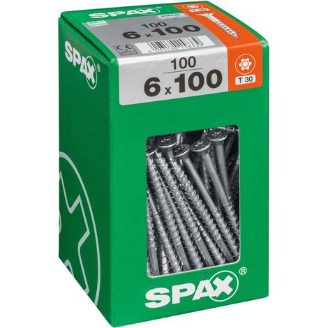 Set 100 viti SPAX Torx in acciaio a testa svasata, Diam.6 mm x L.100 mm SPAX