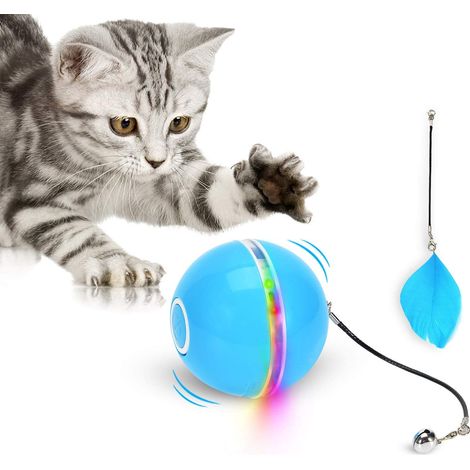MINKUROW Giocattolo Per Gatti, Palla Giocattolo Con Luce Led, Erba Gatta, Campanello Ad Anello E Piuma, Rotazione Automatica 360 Gradi Aggiornata E Giocattolo Interattivo Per Gatti Con Ricarica Usb, P (1/5)