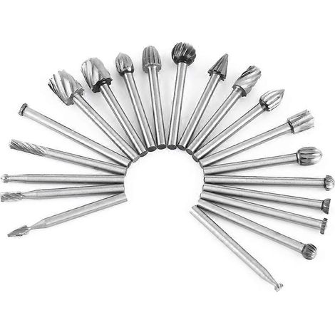 20-teiliges Set aus HSS-Fräsern, Rotationsfeilen und Schnitzwerkzeugen für die Holzbearbeitung, 1/8-Zoll-Schaft