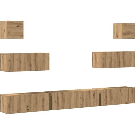 Ensemble de meuble TV mural - Armoires TV suspendues 7 pcs chêne artisanal fr1598 - Maison La Vie