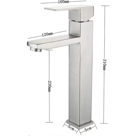 Export-grade 304 stainless steel brushed gold bathroom sink, single-hole washbasin, hot and cold water undermount basin with faucet -- brushed square high style [hot and cold water]