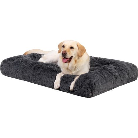 Panier pour Chien Grande Taille XL, Base antidérapante, Coussin Chien Lavable, Tapis Matelas Lit Chien Anti-Stress, Gris Foncé 105 x 70 cm (1/5)