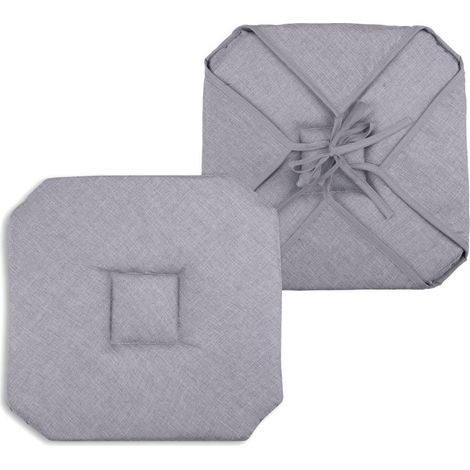 Homemaison – Galette de chaise 40x40 cm en polyester gris clair – Rembourrée pour confort – Système d'attache avec liens – Lavable à la main