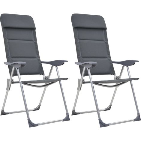 Chaise de camping lot de 2 Gris 58x69x111 cm Aluminium vidaXL