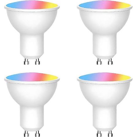 Ampoule LED connectée Tuya WiFi GU10, intensité variable, 6 W, 220 V, compatible avec l'application Smart Life et Alexa/Google (lot de 4). (1/5)
