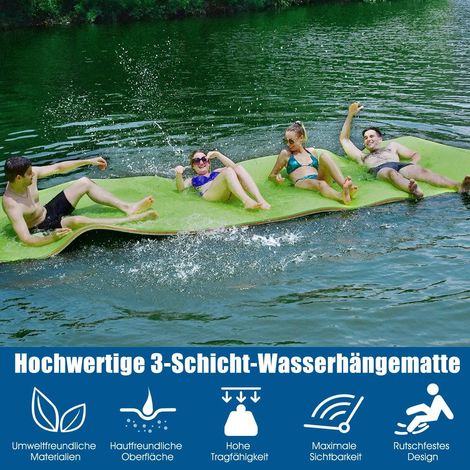 Tappetino galleggiante per acqua tappetino in schiuma xpe per divertimento acquatico 355 x 183 x 35 cm verde