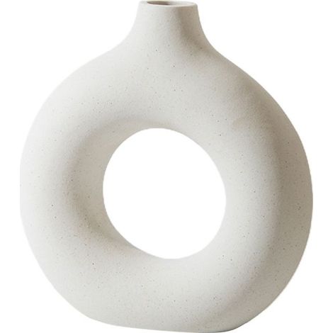 Vase céramique moderne en forme d'anneau style nordique, pour fleurs séchées, décoration d'intérieur contemporaine et artisanale (1/5)