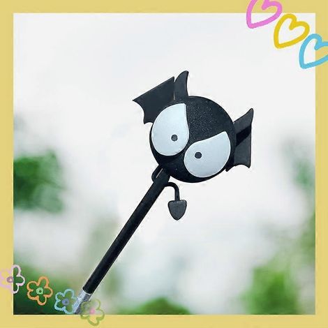 Décoration d'antenne de voiture : antenne chauve-souris aux grands yeux, mignonne et amusante, sur le thème d'Halloween, pour voiture, camion ou SUV.-8.00X7.00X4.00CM-Black (1/3)